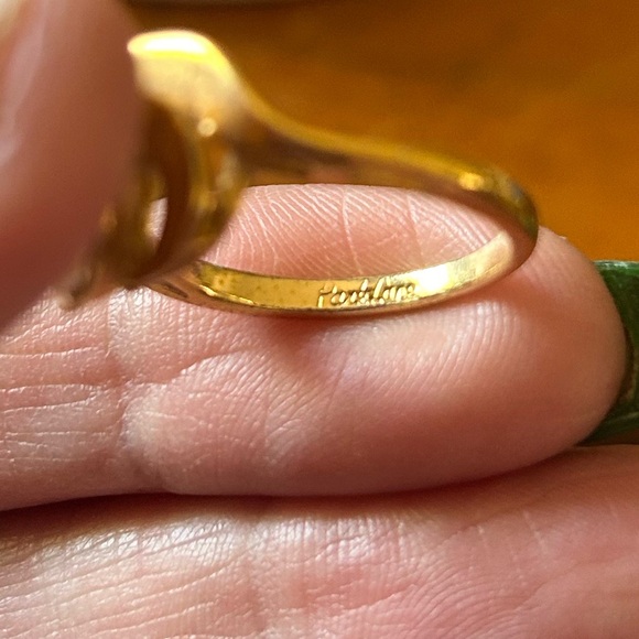 Vintage Signed Park Lane Gold & Clear Crystal Flower Floral Cocktail Ring Size 7 - Picture 4 of 5